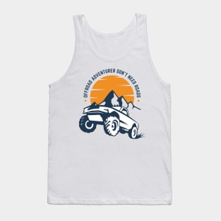 White Navy Orange Modern Illustrative Offroad Adventure T-Shirt Tank Top